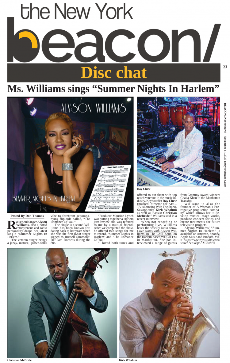  Ms. Alyson Williams Sings "Summer Nights In Harlem" with Ray Chew, Christian McBride & Kirk Whalum